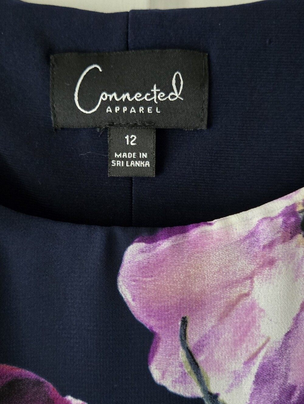 Connected Apparel Size 12 Navy Floral Overlay Midi Dress Summer Vacay Wedding - Picture 4 of 5